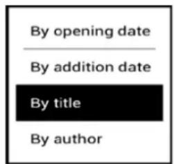 By opening date By addition date By title By author