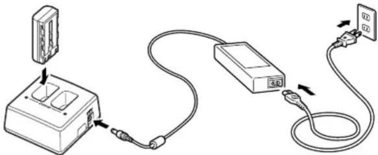 Diagram showing cable connection between a device and a power outlet, with labeled components and cable routing arrows.