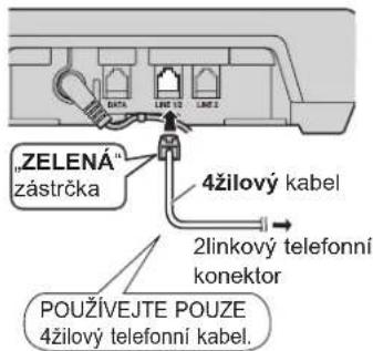 "ZELENÁ" zástrčka 4žilový kabel 2linkový telefonní konektor POUŽIVEJTE POUZE 4žilový telefonní kabel.