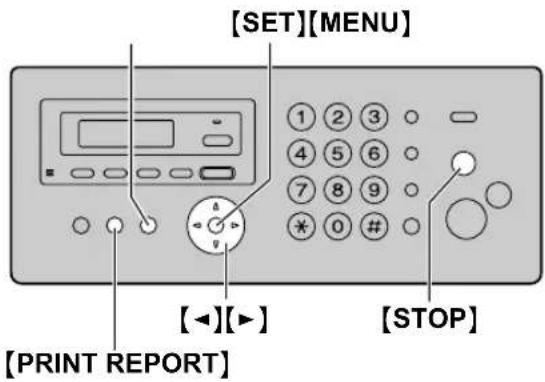 [SET][MENU] 1 2 3 4 5 6 7 8 9 * 0 # [PRINT REPORT] [STOP]