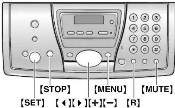[STOP] [SET] [◀][▶][+][-] [MENU] [MUTE] [1 2 3 4 5 6 7 8 9 * 0 # ]