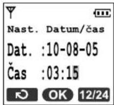 Nast. Datum/čas Dat. :10-08-05 Čas :03:15 OK 12/24