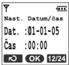 Nast. Datum/čas Dat. :01-01-05 Čas :00:00 OK 12/24