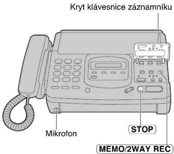 Kryt klávesnice záznamníku Mikrofon STOP MEMO/2WAY REC