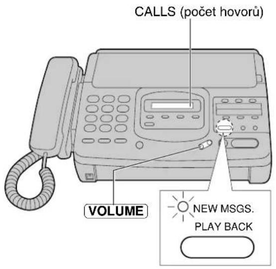 CALLS (počet hovorů) VOLUME NEW MSGS. PLAY BACK