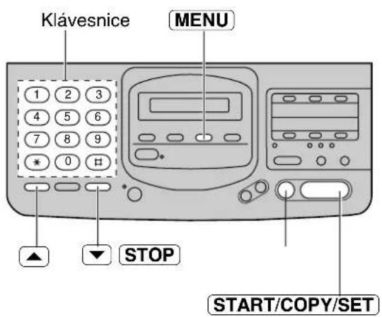 Klávesnice MENU 1 2 3 4 5 6 7 8 9 * 0 □ ▲ ▼ STOP START/COPY/SET