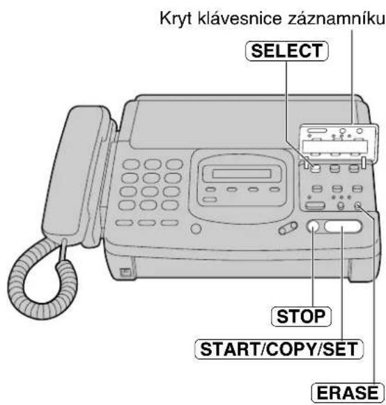 Kryt klávesnice záznamníku SELECT STOP START/COPY/SET ERASE