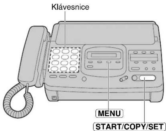 Klávesnice MENU START/COPY/SET