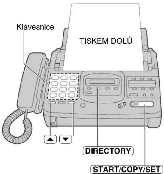 Klávesnice TISKEM DOLŮ ▲ ▼ DIRECTORY START/COPY/SET