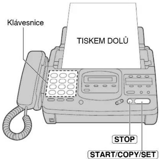 Klávesnice TISKEM DOLŮ STOP START/COPY/SET