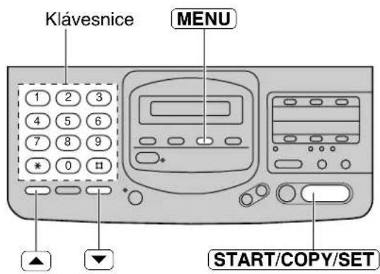 Klávesnice MENU 1 2 3 4 5 6 7 8 9 * 0 □ START/COPY/SET