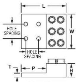 HOLE SPACING L W HOLE SPACING T P H