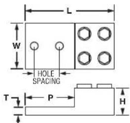 L W HOLE SPACING T P H