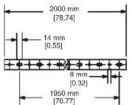 2000 mm [78.74] 14 mm [0.55] 8 mm [0.32] 1950 mm [76.77]