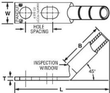 PANDUT A100 CCOL-UPWH W HOLE SPACING INSPECTION WINDOW T B 45° L