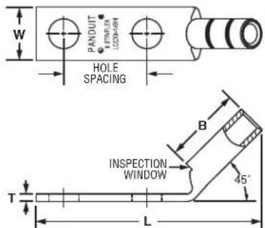 PANDOUT FINGER LOCK-INH HOLE SPACING INSPECTION WINDOW 45° T L B
