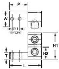 P W IOLE SPACING T L H1 H2