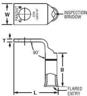 INSPECTION WINDOW PANDUT 320N LOW/FLAME T 90° B FLARED ENTRY L