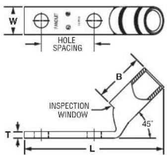 W HOLE SPACING B INSPECTION WINDOW T L 45°