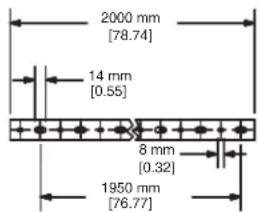 2000 mm [78.74] 14 mm [0.55] 8 mm [0.32] 1950 mm [76.77]