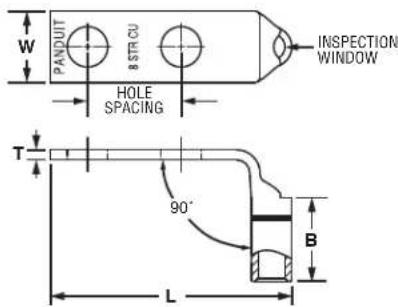 PANDUIT 8 STR CU INSPECTION WINDOW HOLE SPACING T 90° B L