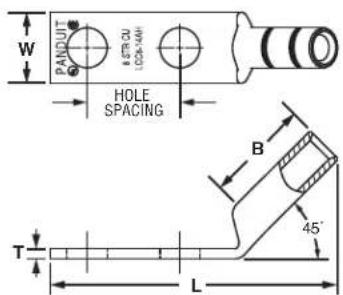 W PANDUIT 6.5TH CU LOCK-HAH HOLE SPACING B 45° T L
