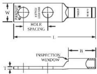 PANDUIT HOTELI LEGA-HAW HANDLE W HOLE SPACING L INSPECTION WINDOW B T