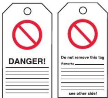 DANGER! Do not remove this tag Remarks see other side!