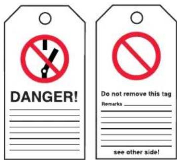 DANGER! Do not remove this tag Remarks ____ see other side!