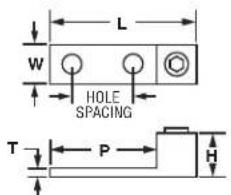 L W HOLE SPACING T P H
