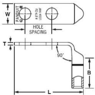 PANDUIT AETR CU LCA1-MF HOLE SPACING T 90° B L