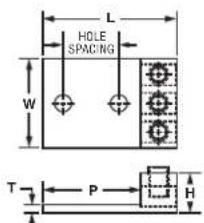 L HOLE SPACING W T P H