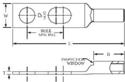 W 1-4-10 HOLE SPACING L INSPECTION WINDOW B T