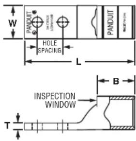 PANDUIT HOLE SPACING L INSPECTION WINDOW T B W PANDUIT HOLE SPACING