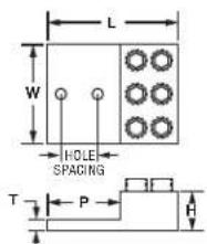 L W HOLE SPACING T P H