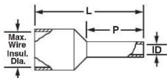 Max. Wire Insul. Dia. L P ID