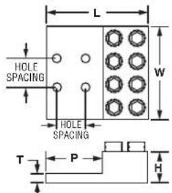 L HOLE SPACING W HOLE SPACING T P H