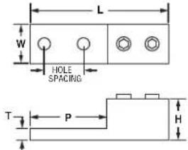 L W HOLE SPACING T P H