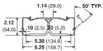 2.12 (54.0) .10 (2.5) .20 (5.0) 5.30 (134.6) 6.25 (158.7) 1.14 (29.0) 50° TYP.