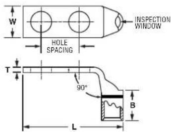 INSPECTION WINDOW W HOLE SPACING T 90° B L