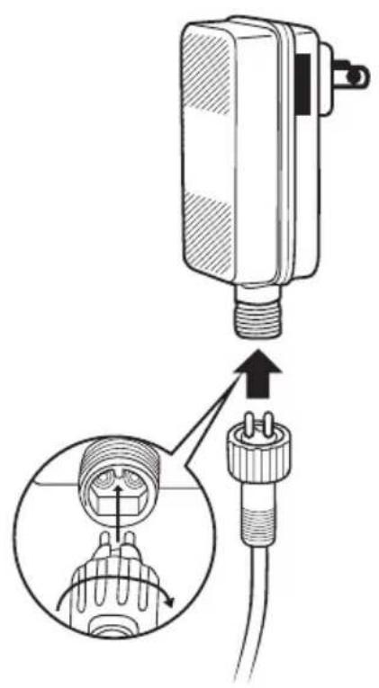 Diagram showing a mechanical device with an attached plug and its internal component, including a magnified view of the plug's internal structure.