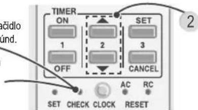 TIMER ON 1 2 SET 3 OFF CANCEL SET CHECK CLOCK RESET AC RC 2