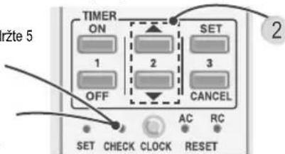 rzte 5 TIMER ON 1 2 SET OFF 3 CANCEL AC RC SET CHECK CLOCK RESET