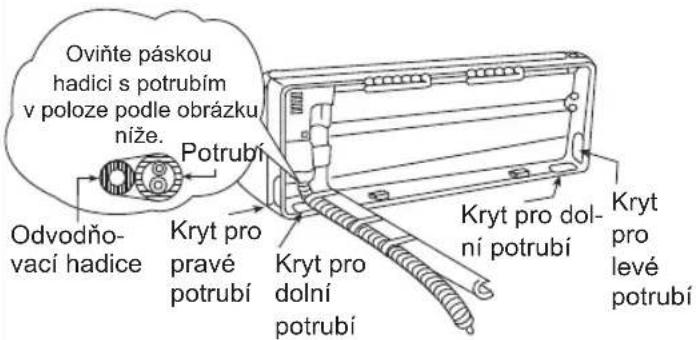 Oviňte páskou hadici s potrubím v poloze podle obrázku níže. Potrubí Odvodňo- vací hadice Kryt pro pravé potrubí Kryt pro dolní potrubí Kryt pro dol- ní potrubí Kryt pro levé potrubí