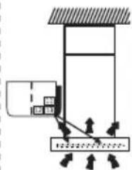 Diagram showing a mechanical or structural system with labeled components and directional arrows indicating movement or force.