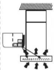 Diagram showing a mechanical or structural system with labeled components and directional arrows indicating movement or force.
