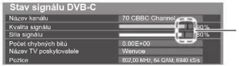Stav signálu DVB-C Názov kanálu 70 CBBC Channel Kvalita signálu Síla signálu Počet chybných bitů 0.00E+00 Názov TV pcskybovatele Wenvoe Pozice 802,00 MHz, 64 QAM, 6340 kV/s