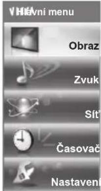 VHIAVni menu Obraz Zvuk Sit Časovač Nastavení