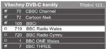 Všechny DVB-C kanály Třídění 123... 70 CBBC Channel 72 Cartoon Nwk 105 BBCi 719 BBC Radio Wales 720 BBC Radio Cymru 1 BBC ONE Wales 7 BBC THREE