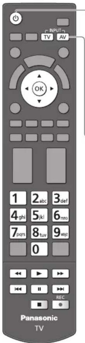 INPUT TV AV OK 1 2 abc 3 def 4 ghi 5 jkl 6 mno 7 pqrs 8 tuv 9 wyz 0 Panasonic TV REC